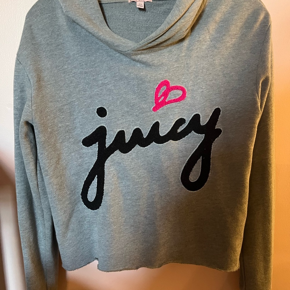 Juicy Couture Gray Hoodie with Pink and Black Logo